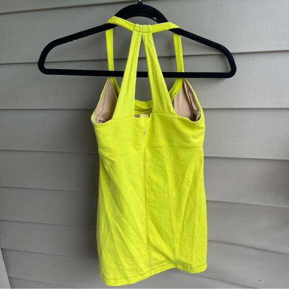 Lululemon Fitted Tank Yellow Stripes Size 6 Yoga Gym Top Sleeveless - Picture 2 of 7